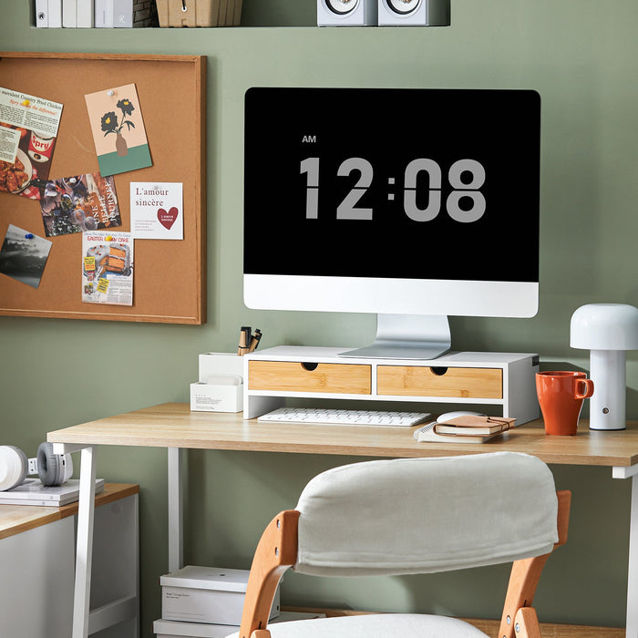 supporto per monitor pc scrivania Organizer scrivania rialzo monitor Con 2 cassetti BBF02-WN