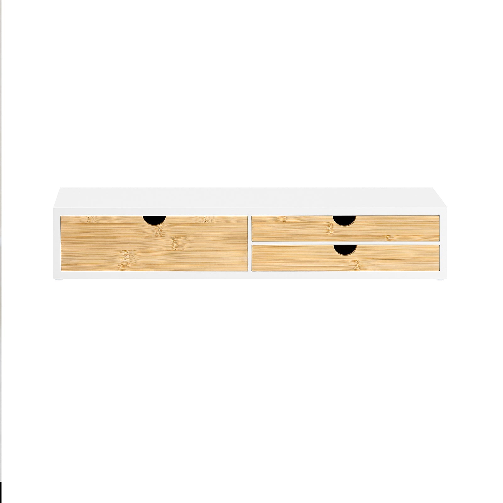 supporto per monitor con 3 cassetti Bianco-Naturale 60x22x11 cm BBF11-WN