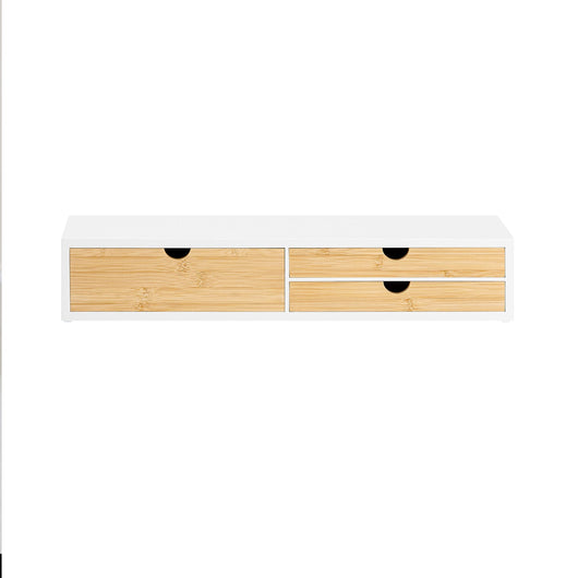 supporto per monitor con 3 cassetti Bianco-Naturale 60x22x11 cm BBF11-WN