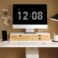 supporto per monitor con 3 cassetti Bianco-Naturale 60x22x11 cm BBF11-WN