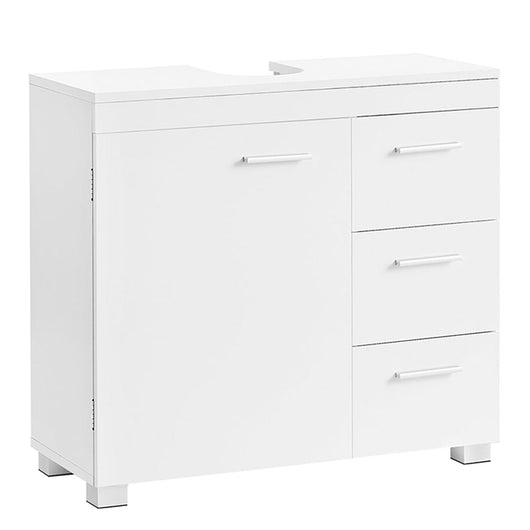 Mobile lavabo da bagno con 3 cassetti grandi e 2 scomparti dietro un'anta 30 x 70 x 64 cm bianco 12_0006531
