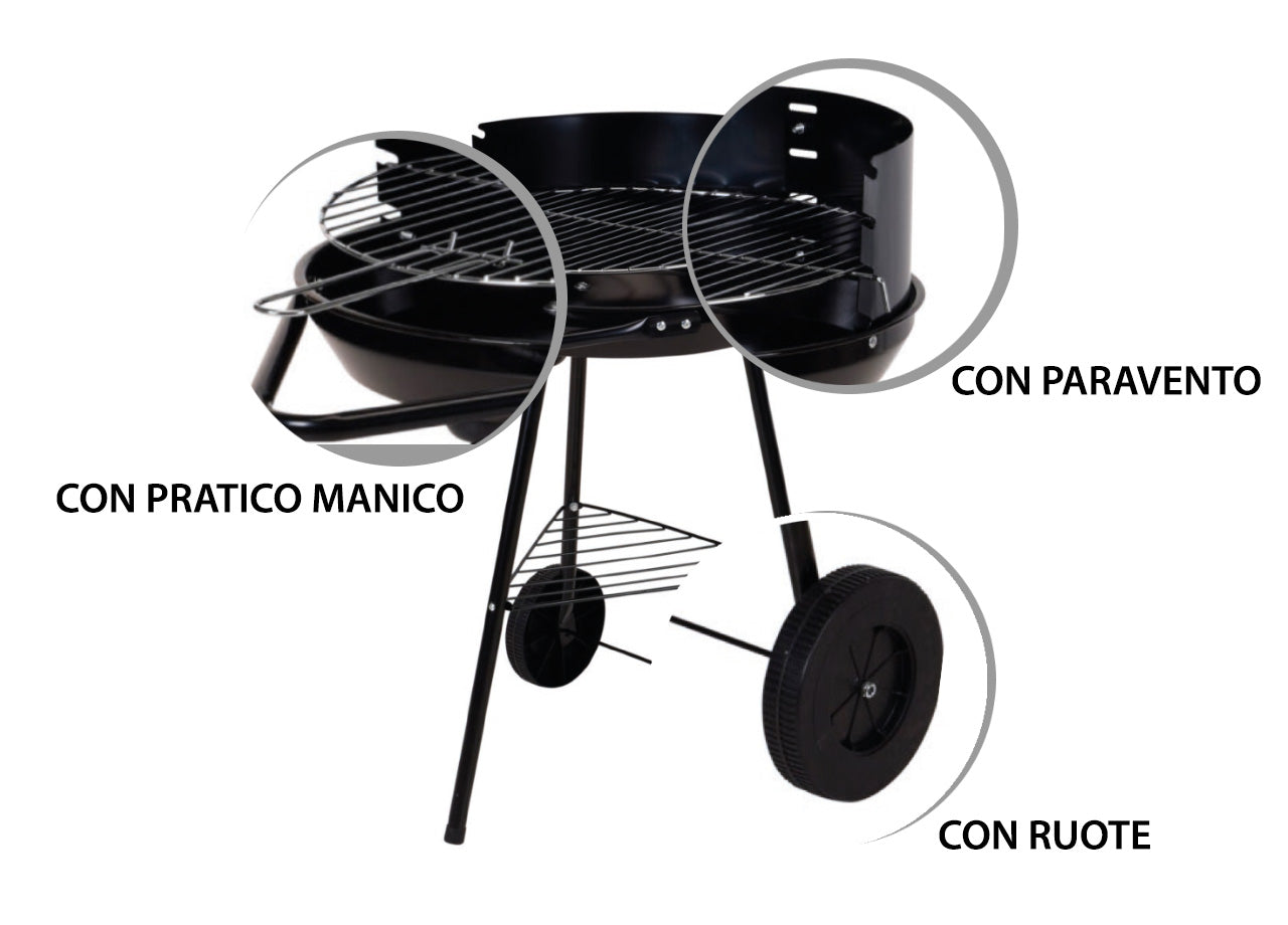 Barbeque Esterno A Carbonella Griglia Estate Campeggio In Acciaio Mod Winnipeg