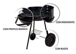 Barbeque Esterno A Carbonella Griglia Estate Campeggio In Acciaio Mod Winnipeg