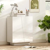 Mobiletto Multiuso in Truciolato Bianco a 3 Livelli con Ripiano Regolabile su 3 Livelli, 70x40x88 cm