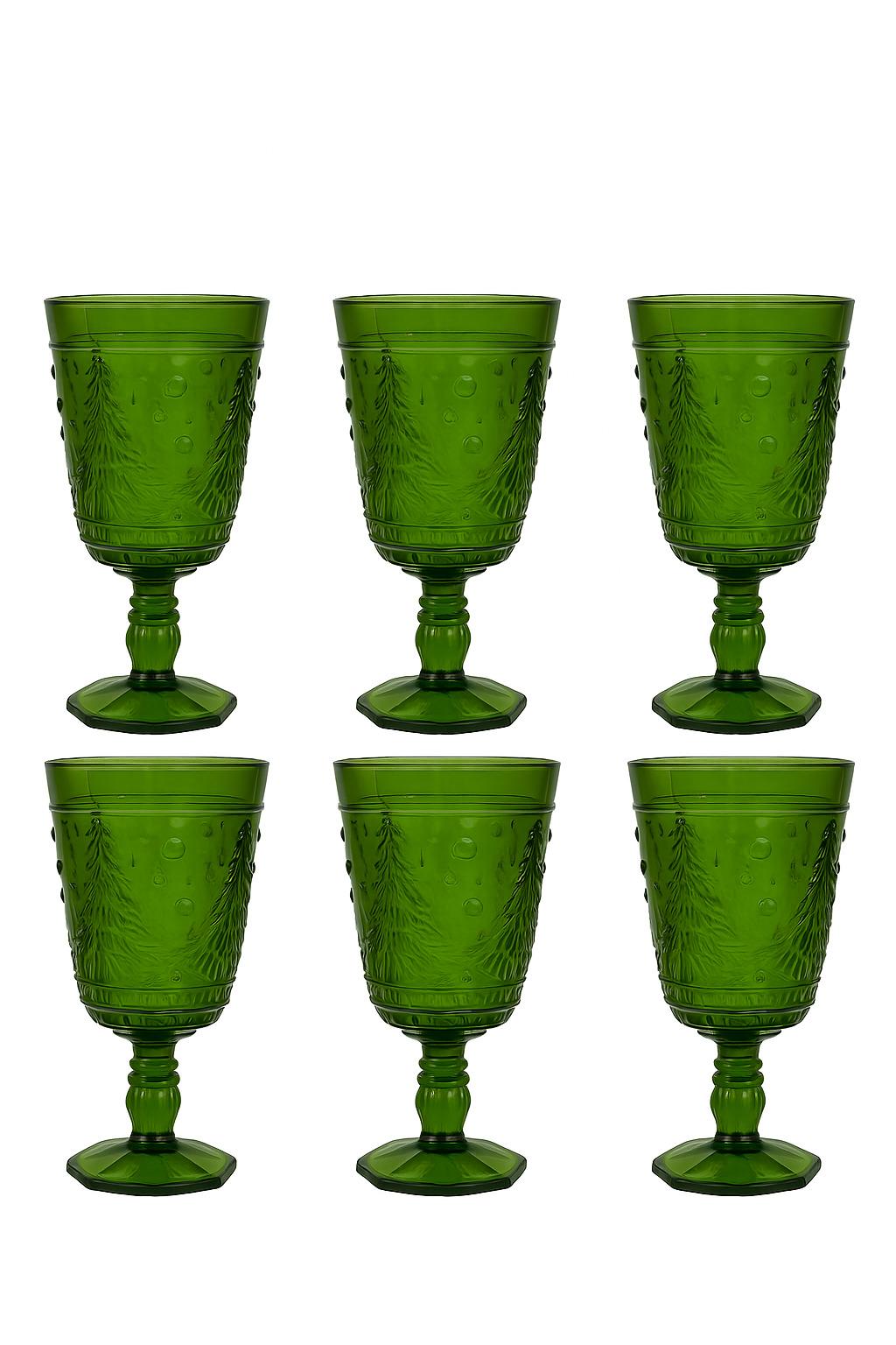Conf 6 calici verde con Albero di Natale
