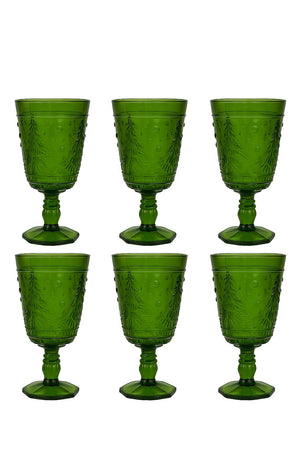 Conf 6 calici verde con Albero di Natale