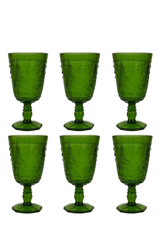 Conf 6 calici verde con Albero di Natale