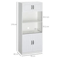 Credenza Cucina Alta con 2 Armadi, 4 ripiani con 5 scomparti ciascuno,Mobile Buffet Stile Country, 70x40x170cm, Bianco e Nero| Aosom Italy