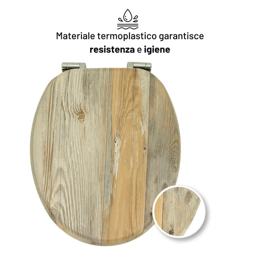 Sedile copri wc universale frizionato fantasia mdf chiusura rallentata *** fantasia decape, confezione 1