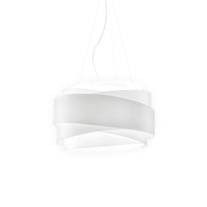 Lampadario Moderno Bea Polilux ® Bianco E Metallo Cromo 3 Luci E27