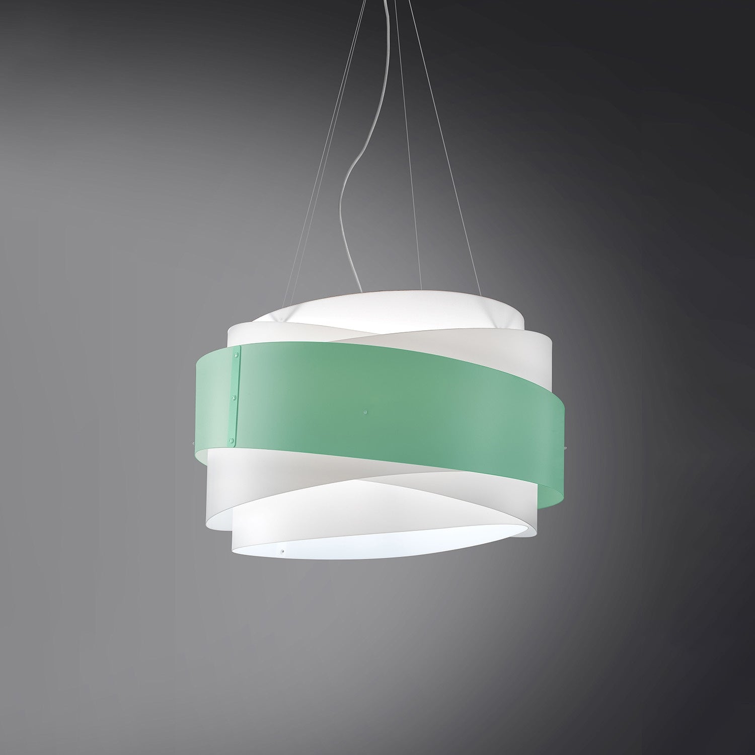 Lampadario Moderno Bea Polilux ® Verde Pastello E Metallo Cromo 5 Luci E27