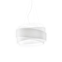 Lampadario Moderno Bea Polilux ® Bianco E Metallo Cromo 5 Luci E27 D80Cm