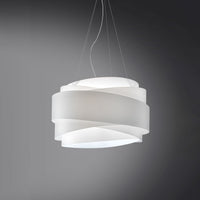 Lampadario Moderno Bea Polilux ® Bianco E Metallo Cromo 5 Luci E27 D80Cm