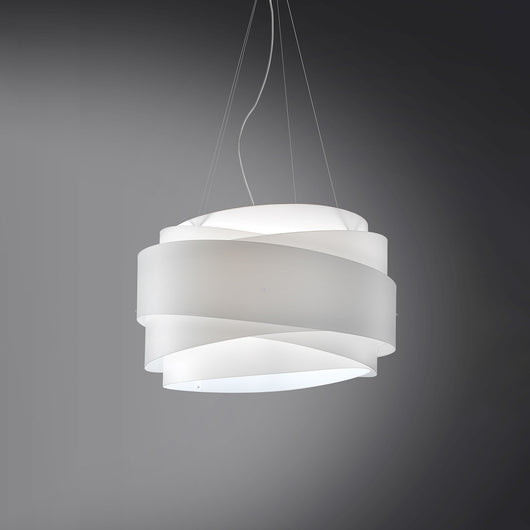Lampadario Moderno Bea Polilux ® Bianco E Metallo Cromo 5 Luci E27 D80Cm