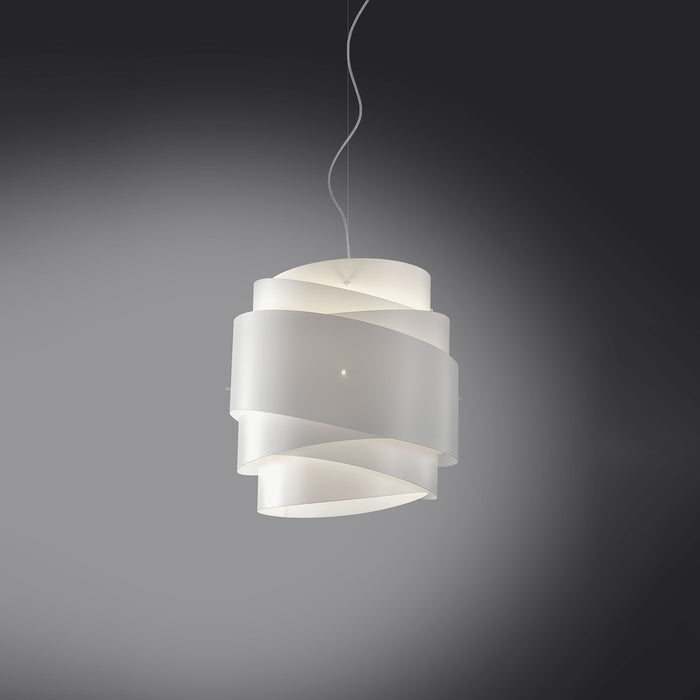 Sospensione Moderna Bea Polilux ® Bianco E Metallo Cromo 1 Luce E27 D40Cm
