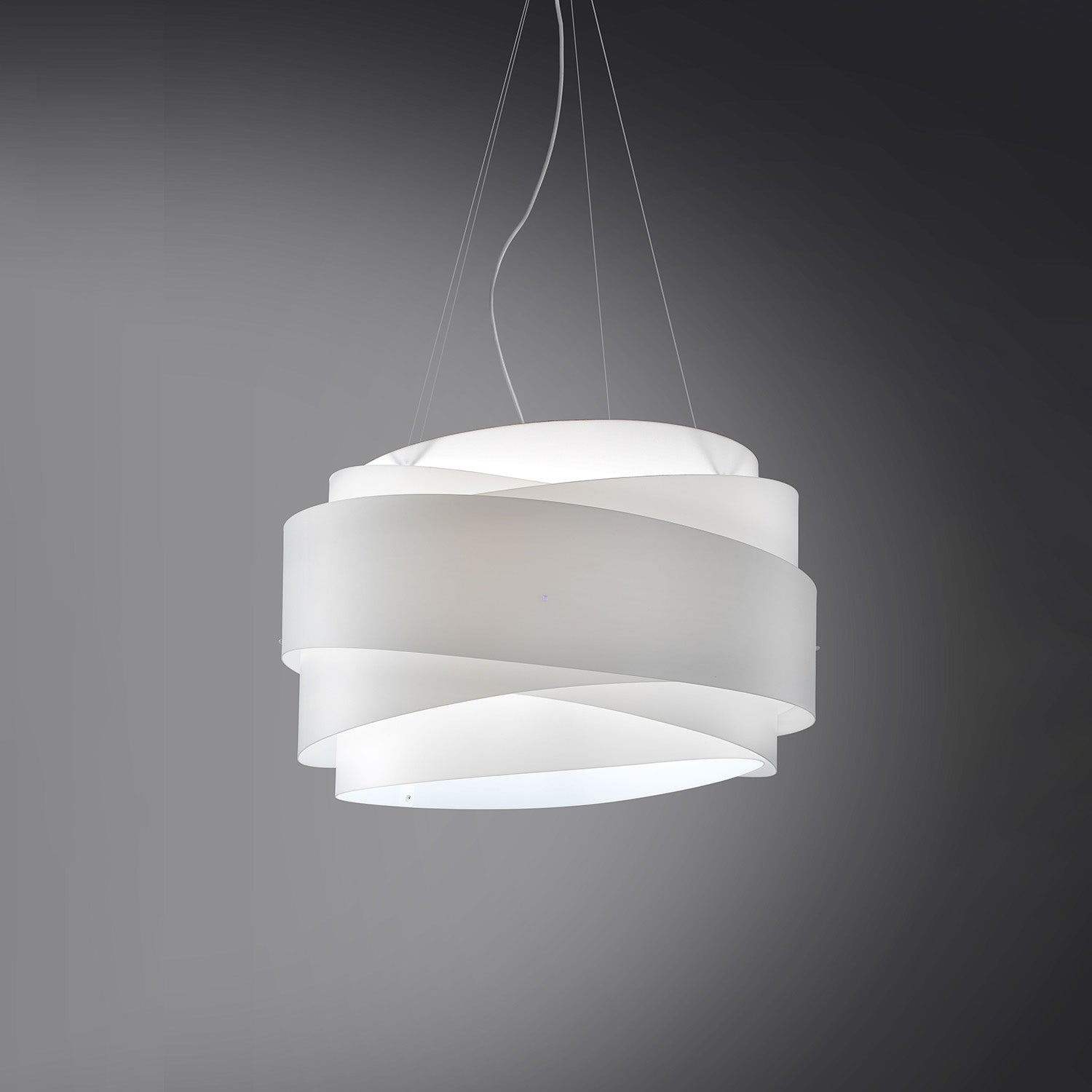 Sospensione Moderna Bea Polilux ® Bianco E Metallo Cromo 1 Luce E27 D60Cm