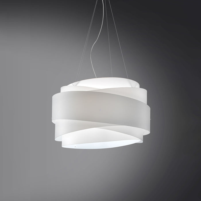 Sospensione Moderna Bea Polilux ® Bianco E Metallo Cromo 1 Luce E27 D60Cm