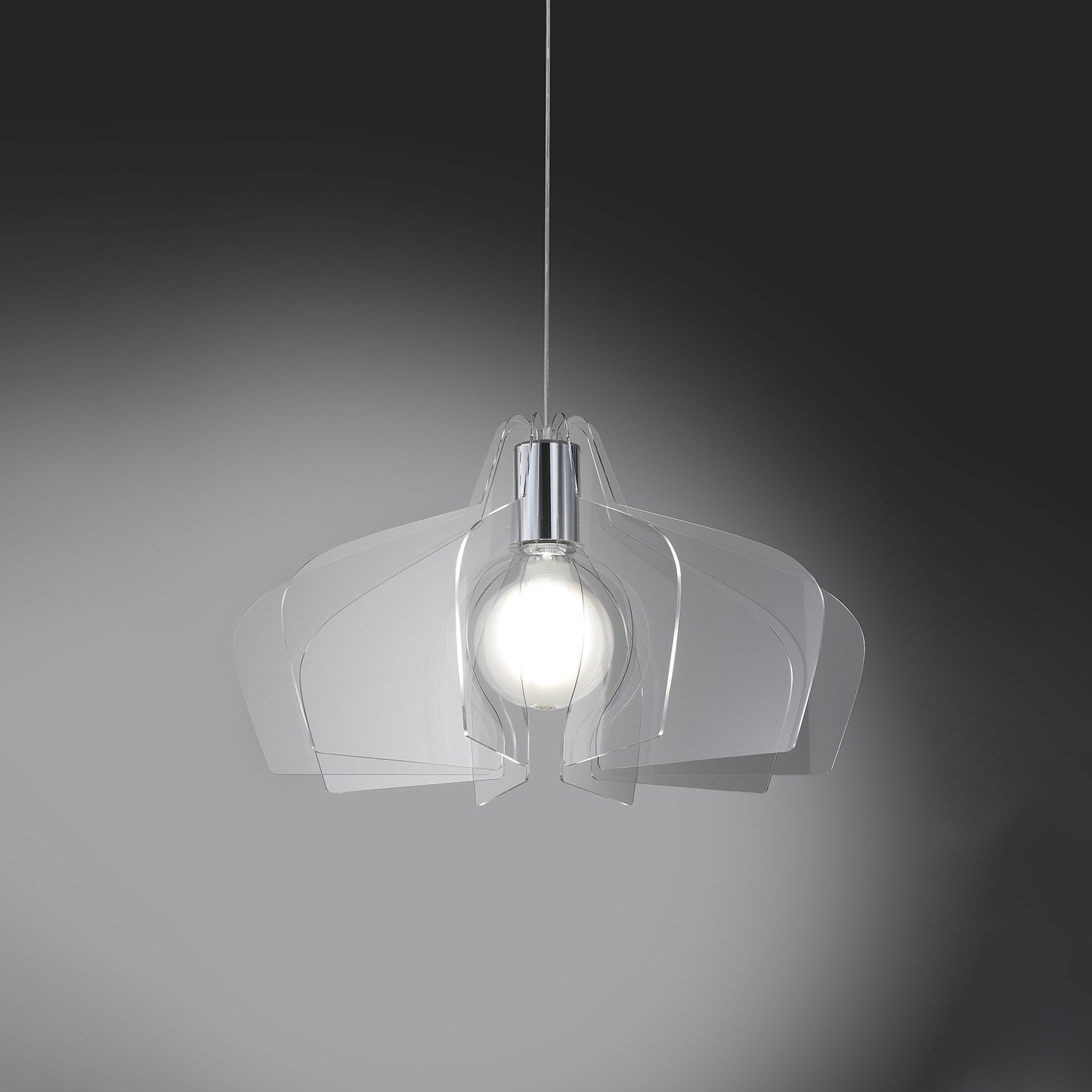 Sospensione Moderna Space Collection Polilux ® Trasparente Metallo Cromo E27