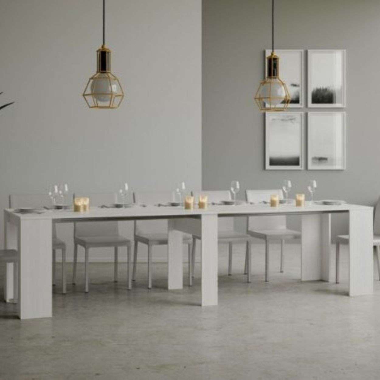 shopinnovativo- Consolle allungabile 90x48/308 cm Basic bianco frassino