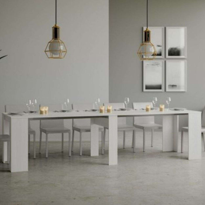 shopinnovativo- Consolle allungabile 90x48/308 cm Basic bianco frassino