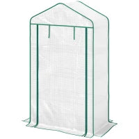 Serra da Giardino o Balcone con 4 Ripiani, Acciaio Zincato, Telone Rimovibile PE ad Alta Densità, 90x49x160cm, Bianco