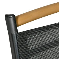 Set da Giardino Esterno per 6 Persone, Telaio in Alluminio, 6 Sedie Pieghevoli e Reclinabili, 140x90x74cm, Nero