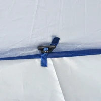 Ombrellone da Spiaggia Inclinabile con Tendine Laterali, in Poliestere e Acciaio, Ø191x211 cm, Blu e Bianco