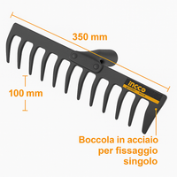 Rastrello acciaio 14 denti senza manico pulizia giardinaggio ingco