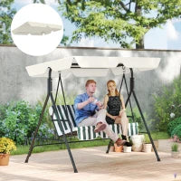 Tetto di Ricambio per Dondolo 3 Posti Impermeabile in Tessuto Oxford Bianco Crema, 210x145 cm