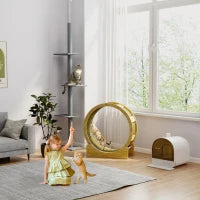 Ruota da Corsa per Gatti da Interno Tapis Roulant con Freno Cuscini Graffiante Diametro 91 cm Naturale