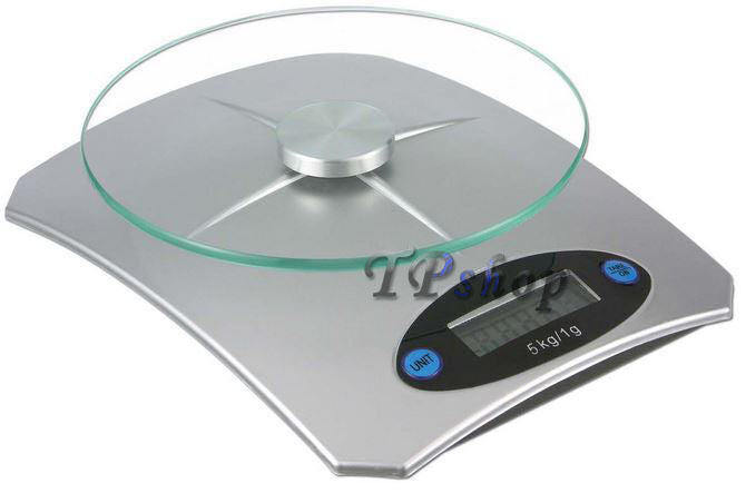 BILANCIA DA CUCINA DIGITALE DI PRECISIONE DA 1GR A 5KG CON RIPIANO IN VETRO