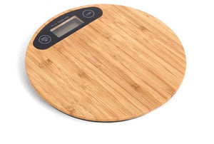 BILANCIA DIGITALE LCD PIATTO RIPIANO IN LEGNO FORMA TONDA 5 KG DA 1GR A 5KG