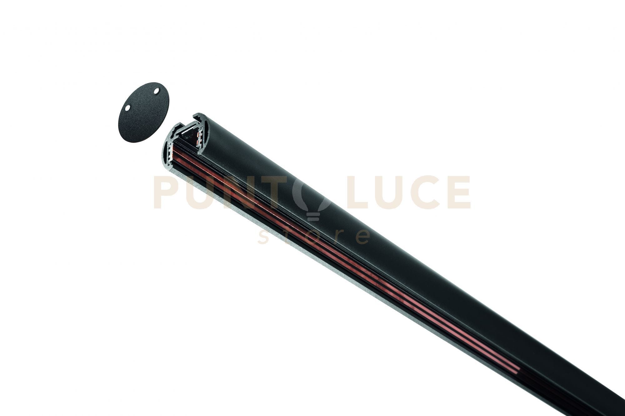 BINARIO SEZIONE TONDA 2 mt C/TAPPI CHIUSURA NERO