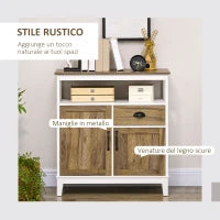 Mobile Cucina Stile Rustico con Armadietti e Cassetto, 76.6x 35x 81.5cm, Bianco e Marrone