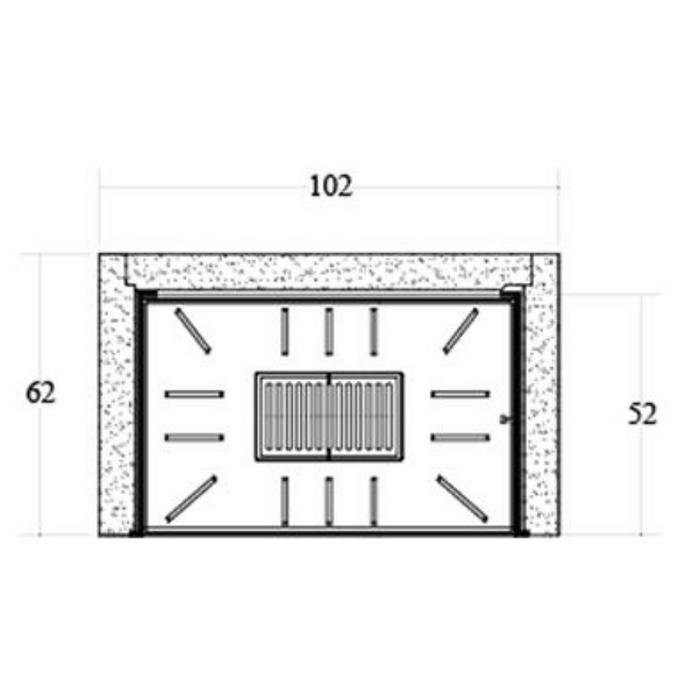 Camino legna prefabbricato ghisa focolare aperto qr100 riscaldamento design