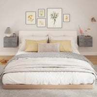 Set di 2 Comodini Sospesi con 2 Cassetti Moderni e Salvaspazio, 40x29x30 cm, Grigio Cemento