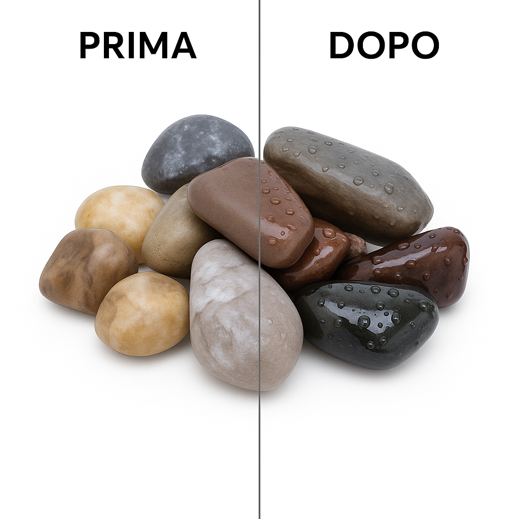 Kit ciottoli grigio ghedi e cir tono plus effetto bagnato *** misura 20/30, formato 25 kg + 1 l, confezione 1