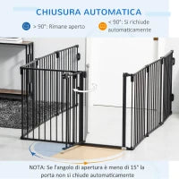 Cancelletto di Sicurezza per Cani Pieghevole a 8 Sezioni, Sistema di Blocco e Chiusura Automatica, Nero
