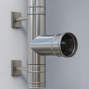 Raccordo t 90° mono parete acciaio inox sp. 0,5 mm collegamento canna fumaria *** misura Ø 150 mm, confezione 1