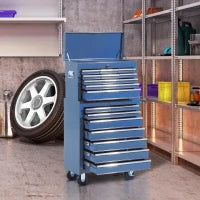 Carrello Portautensili da Officina Professionale Porta Attrezzi con Cassettiera 61.5 x 33 x 113cm Blu