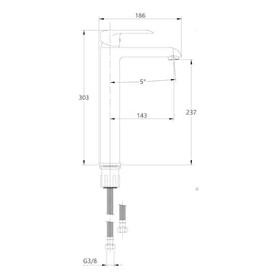 Miscelatore rubinetto america per lavabo con bocca alta in ottone cromato bagno *** confezione 1