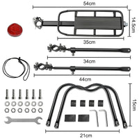 Hauler - Portapacchi Posteriore per Bici MTB da Reggisella Rack Universale con Catarifrangente in Metallo Nero