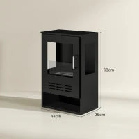 Camino a Bioetanolo Autoportante con Bruciatore da 0.9L e Durata 3.3 Ore, 44x28x68 cm, Nero