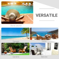 Lettino Prendisole a 2 Posti, Sdraio in Acciaio e Rattan, Schienale Regolabile, 196 x 120 x 28cm Marrone e Bianco Crema