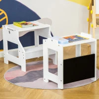 Scala Montessori 2 in 1 in MDF Staccabile, con Sgabello, Lavagna Inclusi, per Bambini 3-6 Anni, Bianco
