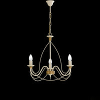 Lampadario Provenzale Fiammingo 3 Luci Ferro Avorio e Oro Serie Rustico