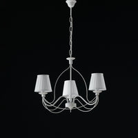 Lampadario Provenzale Fiammingo 3 Luci Ferro e Paralumi Bianco Serie Rustico