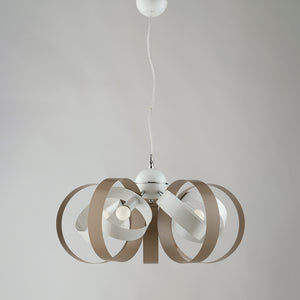 Lampadario Moderno 5 Luci Cerchi Ferro Bianco E Tortora Serie Bolla