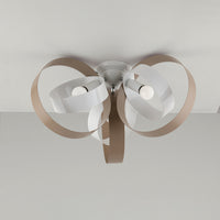 Plafoniera Moderno 3 Luci Cerchi Ferro Bianco E Tortora Serie Bolla