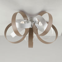 Plafoniera Moderno 5 Luci Cerchi Ferro Bianco e Tortora Serie Bolla